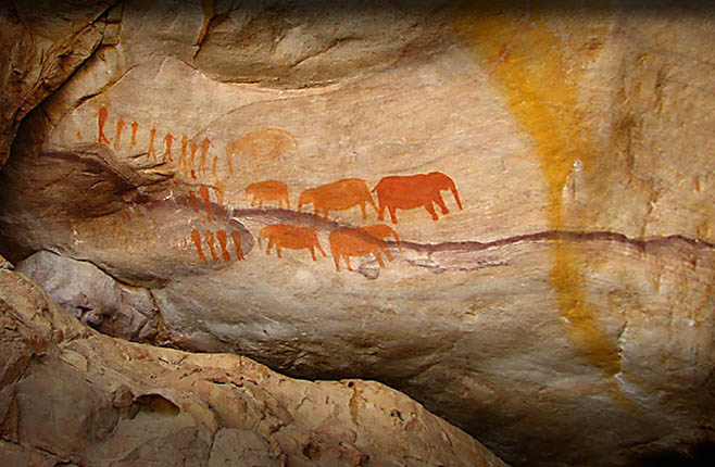 Paint - Drawings on stone inside Cave